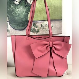 Karl Lagerfeld Pink Tote with Bow Accent